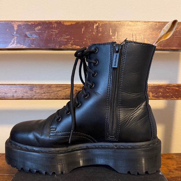 Dr. Martens Vegan Jadon II Mono Black Chunky Platform Boots Military Moto - Picture 5 of 13